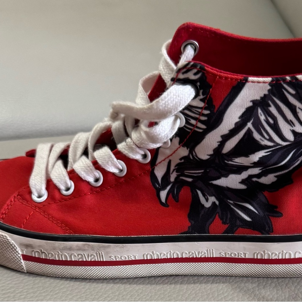 Roberto Cavalli Sport Eagle Print High‑Top Sneakers